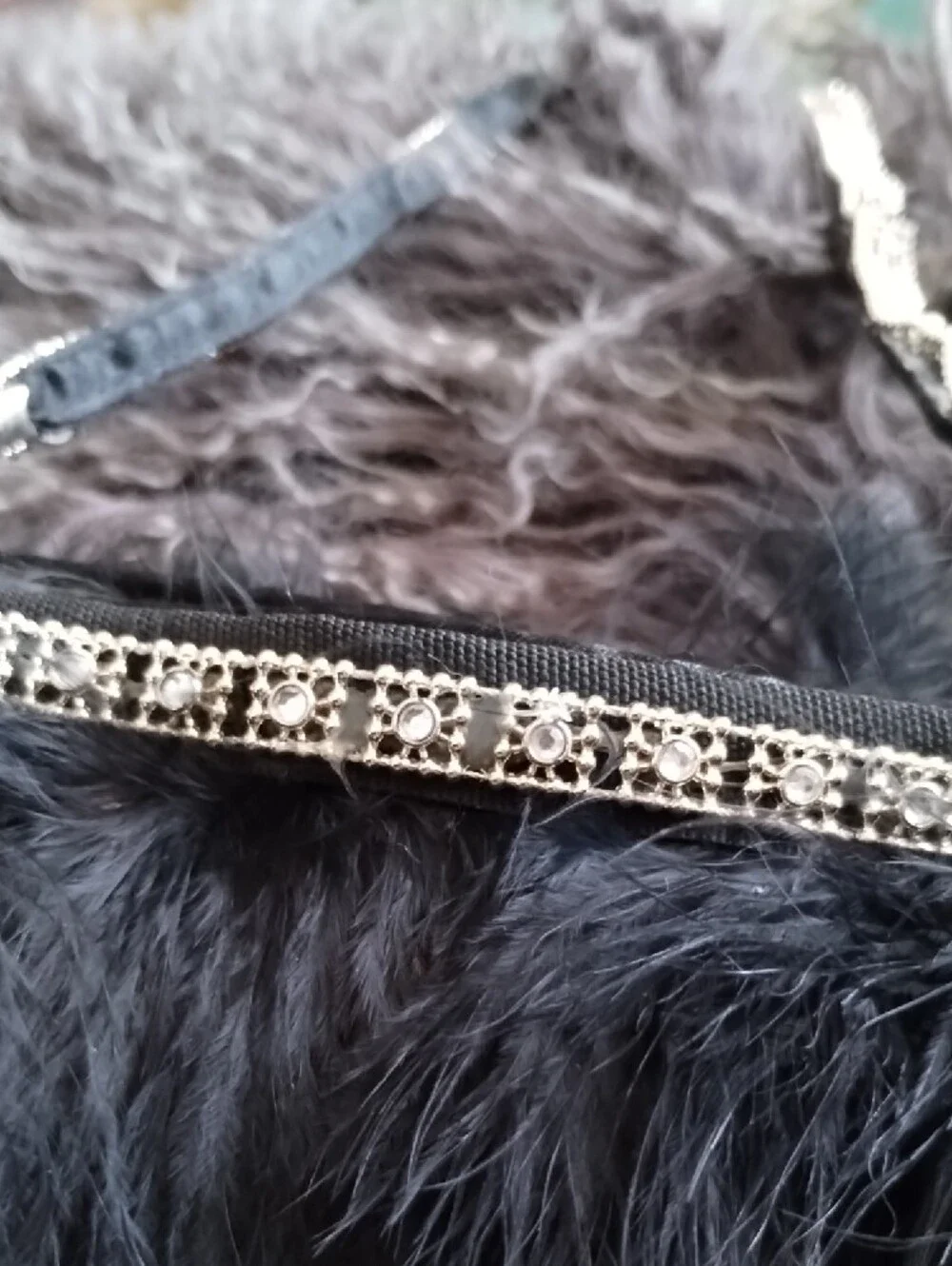 Boho Feather Beaded Evening Bag in Black and Brown